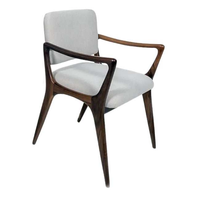 Sculptural Dining Arm Chair in the Style of Gio Ponti Walnut For Sale