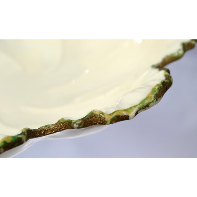 Early 20th Century Lenox Leaf Collection Fine Bone Ceramic Dish Scalloped Edges For Sale - Image 10 of 12