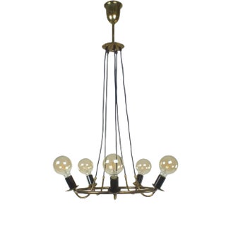 Brass Pendant Lamp in Stilnovo Style by Gaetano Sciolari For Sale
