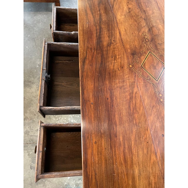 Italian Neoclassical Inlaid Walnut Writing Desk For Sale - Image 11 of 18