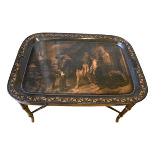 19th-Century Lithograph on a Tin Tray Signed Helgoland For Sale