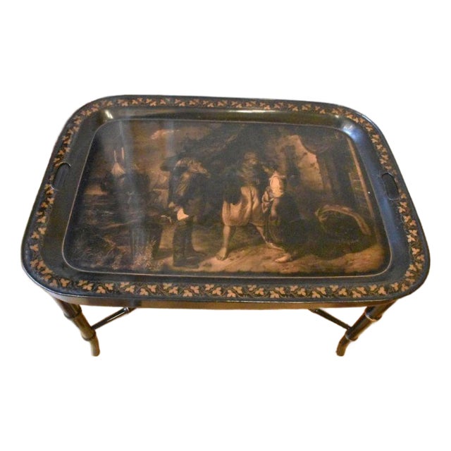 19th-Century Lithograph on a Tin Tray Signed Helgoland For Sale