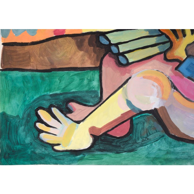 Abstract Blonde Triple Flute Player - Abstract Expressionist Oil Painting by Michael Eggleston For Sale - Image 3 of 8