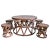 Vintage outdoor copper round table set, including four stools. Hand hammered finish that will agent patina to a beautiful...