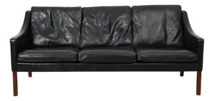 Model 2209 3-Seater Sofa in Black Leather by Børge Mogensen, 1980s