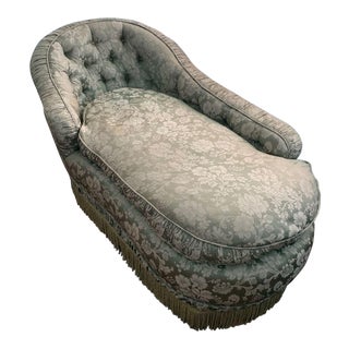 Silk Upholstered Antique Chaise For Sale