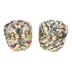 Floral Upholstery Custom Studio Made Ottomans Poufs Benches Stool - A Pair