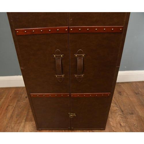 Campaign Leather Drinks Cabinet with Mirror For Sale - Image 5 of 13