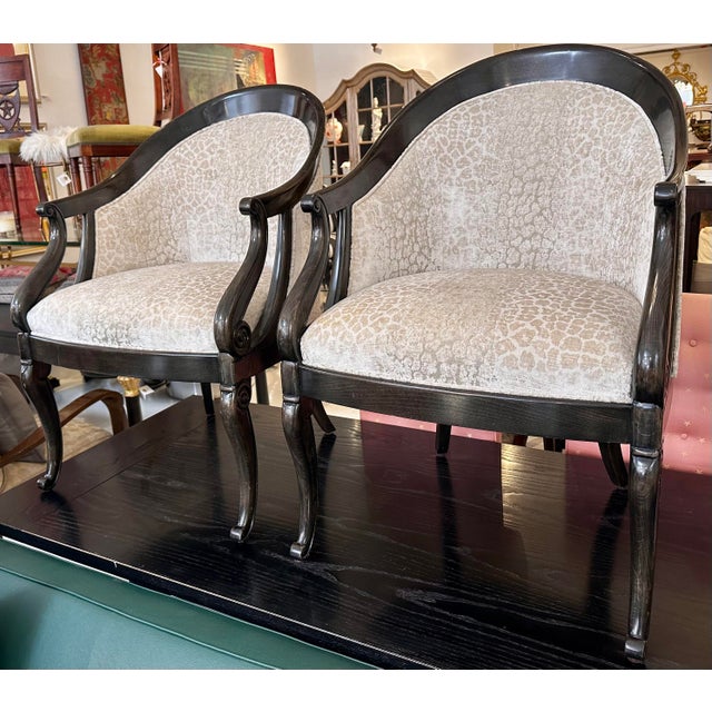 Greige 1990s Charles X Style Charles Pollock & William Switzer Spoon Back Club Chairs - a Pair For Sale - Image 8 of 8