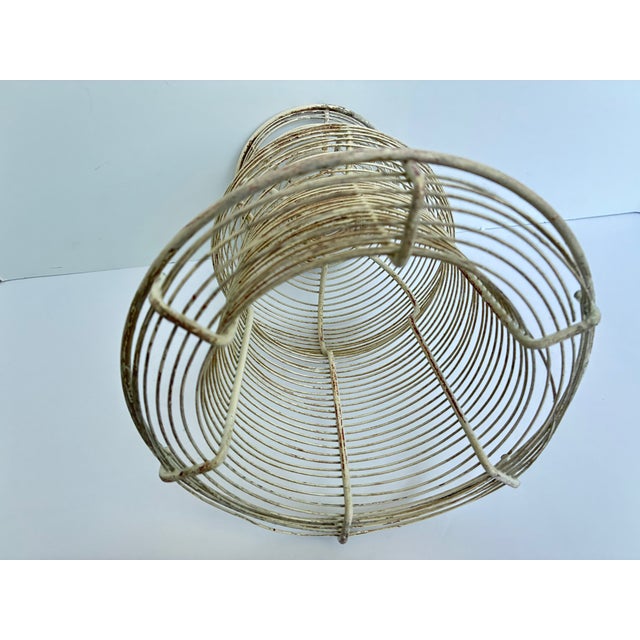 Metal Vintage Antique White French Metal Urn | Wire Egg Basket | Jardiniere Planter For Sale - Image 7 of 12