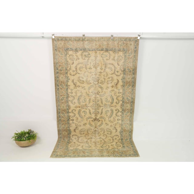 Textile 1970s Vintage Turkish Handmade Wool Cotton Beige Area Rug For Sale - Image 7 of 11