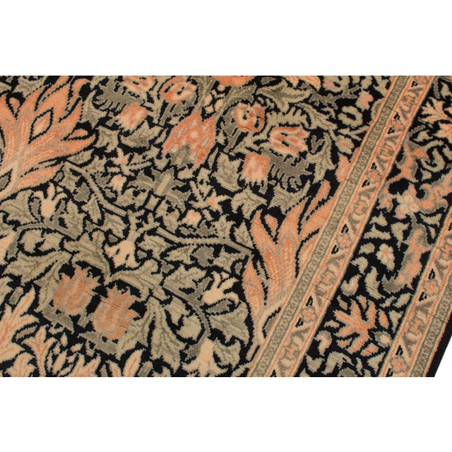 1990s Shabby Chic 1990'sPak-Persian Black/Green Wool Rug - 4'0'' X 6'1'' For Sale - Image 5 of 9