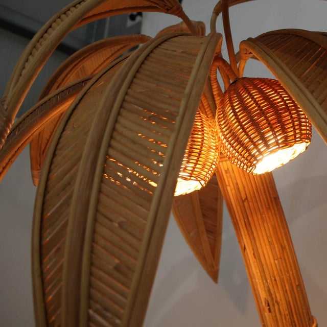 Palmtree Floor Lamp in Rattan For Sale - Image 4 of 18