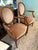 Pair of Vintage Louis XVI Style Carved Fauteuil Armchairs in Salmon Velvet For Sale - Image 4 of 6