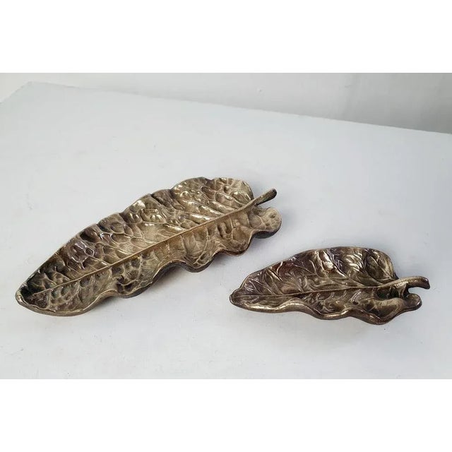 Leaf Bronze Trays, Italy, Set of 2 For Sale - Image 12 of 13