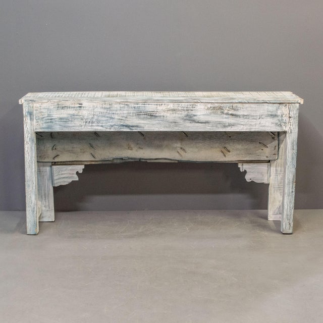 Carved & Painted Console Table Made From an Antique Rajasthani Door For Sale - Image 9 of 12