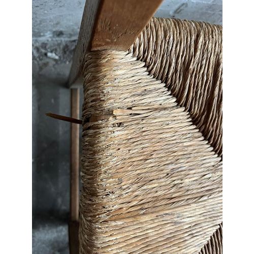 Carved Oak Chairs with Rush Seats, 1950s, Set of 6 For Sale - Image 11 of 14