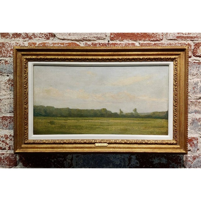 William Sartain -Farm Landscape -19th century American Tonalist Oil painting Farmland under heavy summer clouds - Tonalist...