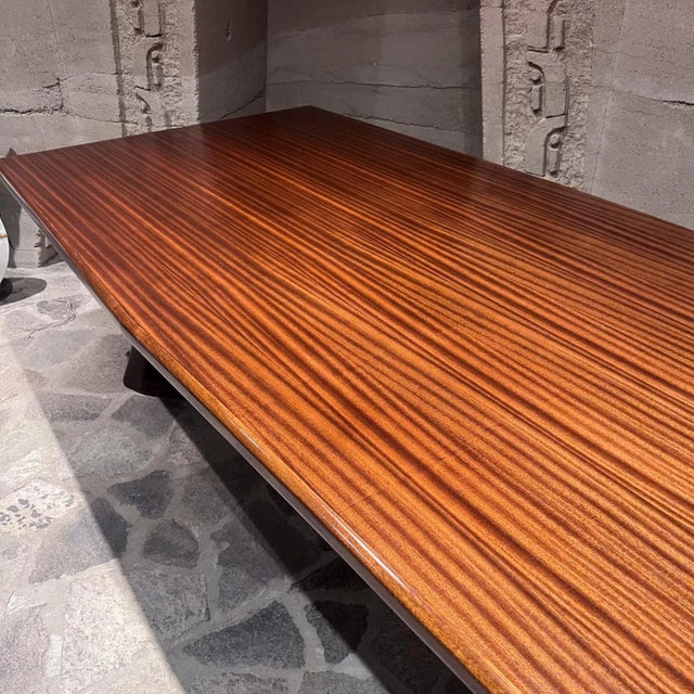Brown 1950s Sculptural Dining Table Mahogany and Sapele Restored For Sale - Image 8 of 12