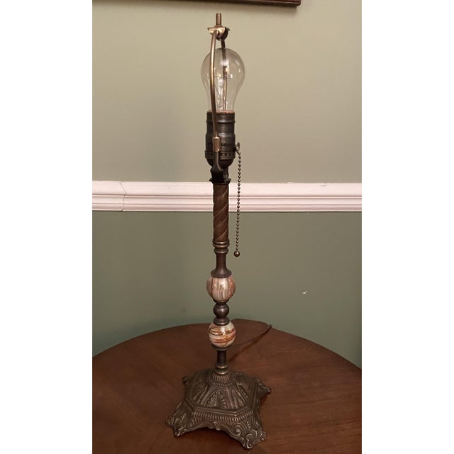 Maroon Vintage Victorian Table Lamp by Handley Industries & Lavish Lamps Beaded Fringe Shade For Sale - Image 8 of 16