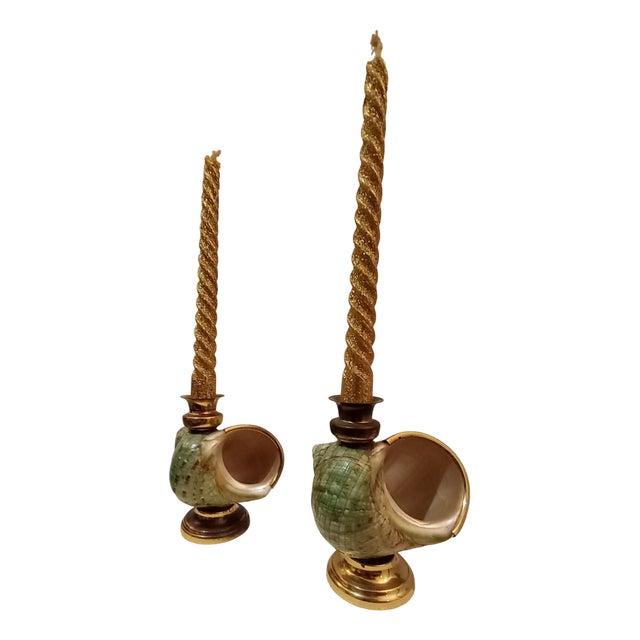 Candelabras with Shell, 1980s, Set of 2 For Sale