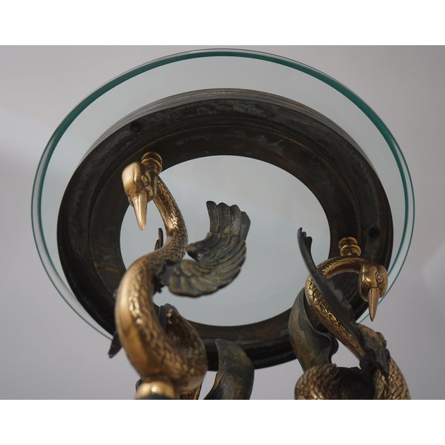 Maitland Smith Neoclassical Swan Form Glass Top Pedestal For Sale - Image 11 of 11