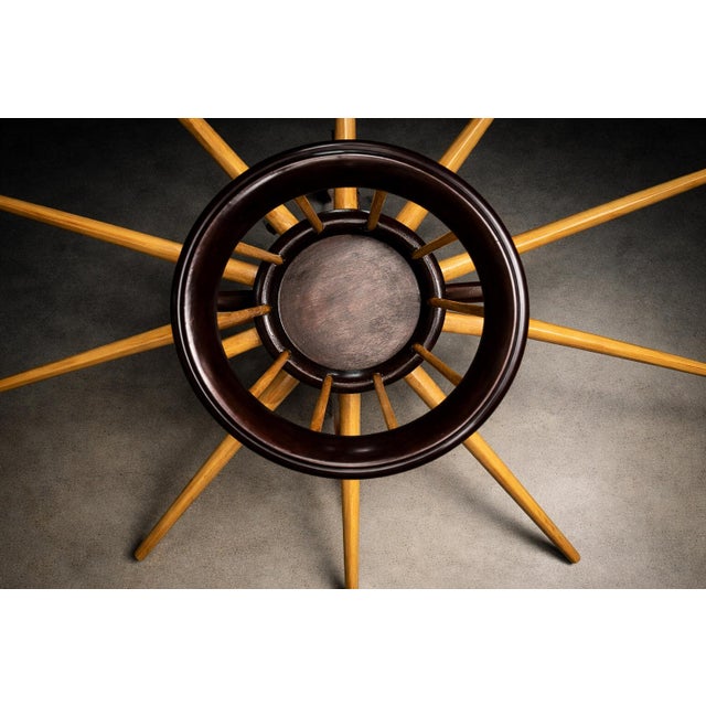 Brazilian Modern Coffee Table With Flower Vase in Two Woods, Giuseppe Scapinelli, 1950s For Sale - Image 10 of 12