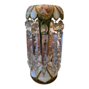 Antique Bohemian Glass Moser Overlay Emerald Crystal Luster