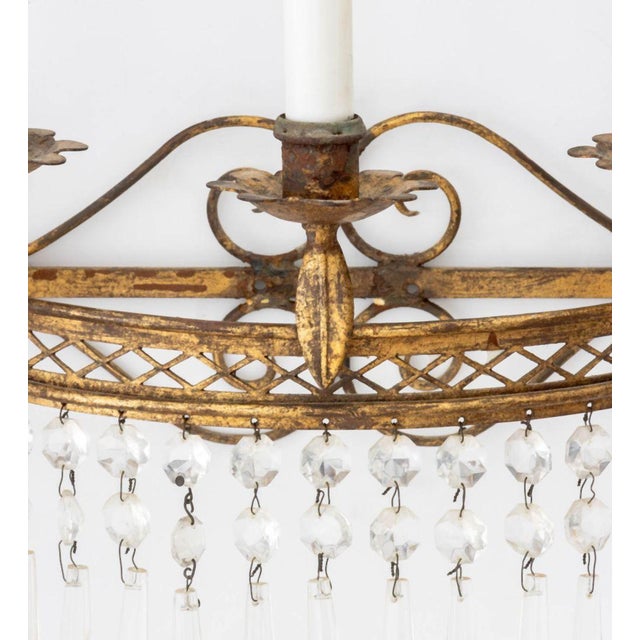 Metal Mid 20th Century French Empire Style Gilt Wrought Iron Sconces, 2 For Sale - Image 7 of 10
