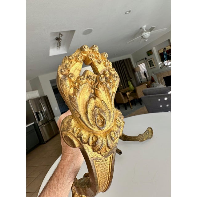 Large Pair Antique French Gilt Bronze Curtain Tie Back Brackets For Sale - Image 14 of 16