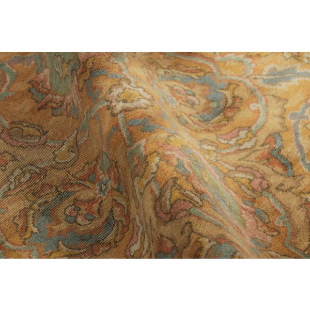 Textile Antique Polonaise Style Extra-Long Runner Rug, Gold With Florals - Rug & Kilim For Sale - Image 7 of 9