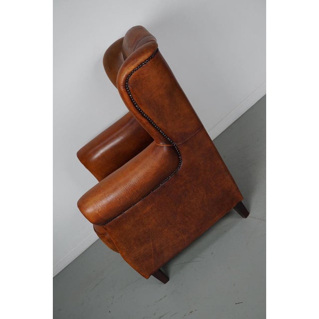 Animal Skin Vintage Dutch Cognac Colored Leather Club Chair For Sale - Image 7 of 18