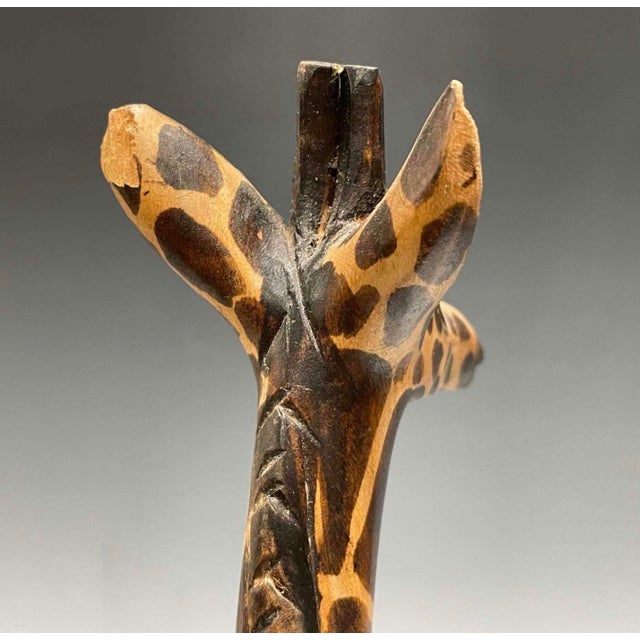 Mid 20th Century Hand-Carved Hardwood Giraffe Sculpture, African Folk Art For Sale - Image 4 of 9