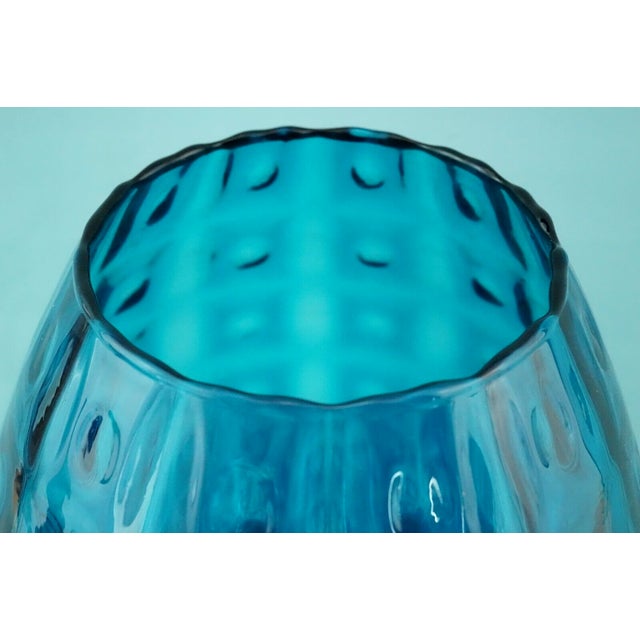 Large Vintage Blue Glass Cup Vase, 1970s For Sale - Image 10 of 18