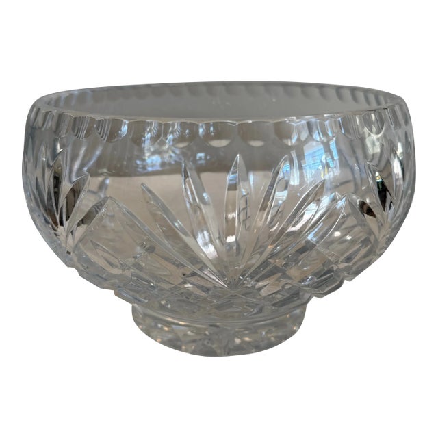 Vintage Waterford Style, Essex by Crystal Clear Footed Hand Cut Crystal Rose Bowl For Sale