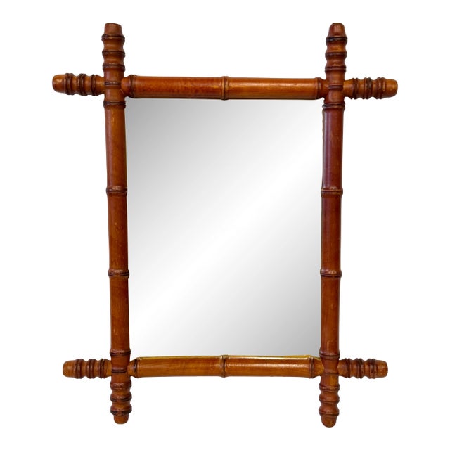 French Faux Bamboo Mirror 17" X 20" For Sale