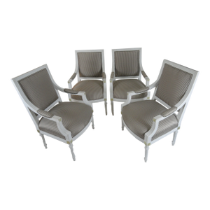 19th Century Vintage Gustavian Armchairs - Set of 4