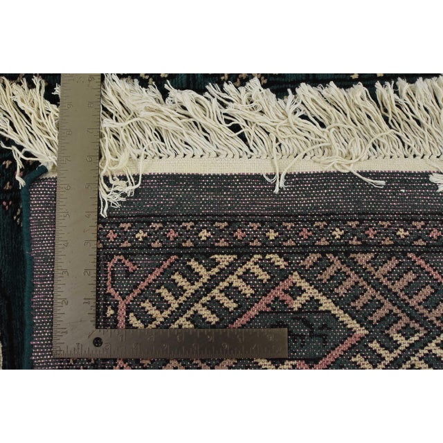 Bokhara Rug 5′ X 8’6” Green Wool Tribal Hand-Knotted Oriental Carpet For Sale - Image 13 of 13