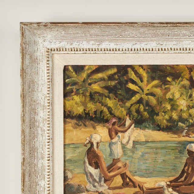 1940s Pair of Tropical Haitian Paintings of Haitians at Work by Werner Jaegerhuber For Sale - Image 5 of 18
