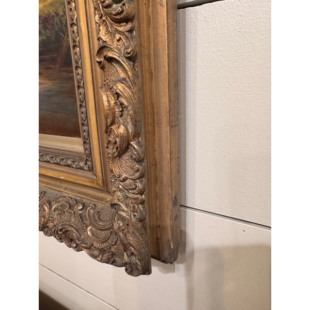 Antique White Early 20th Century Oil on Canvas "Over the River" For Sale - Image 8 of 10