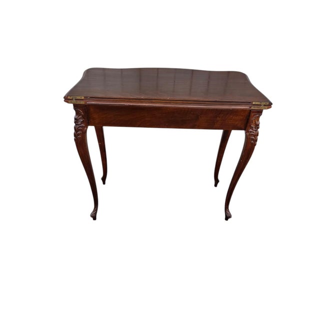19th Century French Walnut Hand Carved Console Table/ Game Table. For Sale In Philadelphia - Image 6 of 17