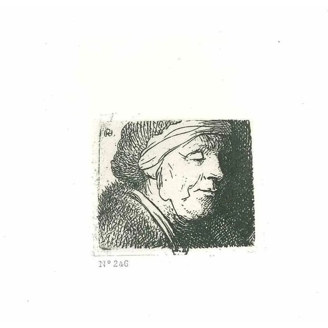 After Rembrandt, Bust of a Woman, Etching, 19th Century For Sale - Image 3 of 3