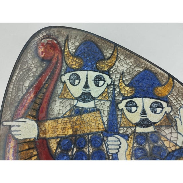 Michael Andersen & Son Mid-Century Modern Ceramic Bowl with Hand-Painted Viking Motif by Marianne Starck for Michael Andersen & Søn For Sale - Image 4 of 8