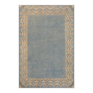 1980s Bohemian Ziegler Blue Beige Hand-Knotted Wool Rug - 9'1'' X 12'4'' For Sale