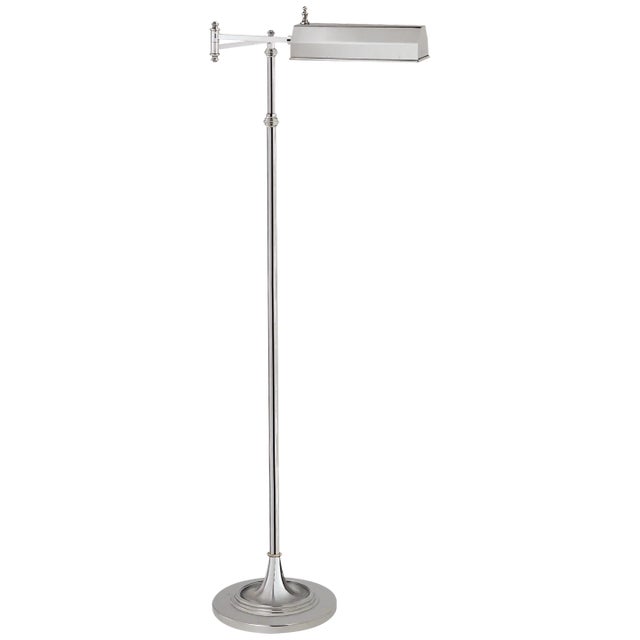 Dorchester Swing Arm Pharmacy Floor Lamp in Polished Nickel Designer: Chapman & Myers Height: 37" - 63" Shade Detail:...