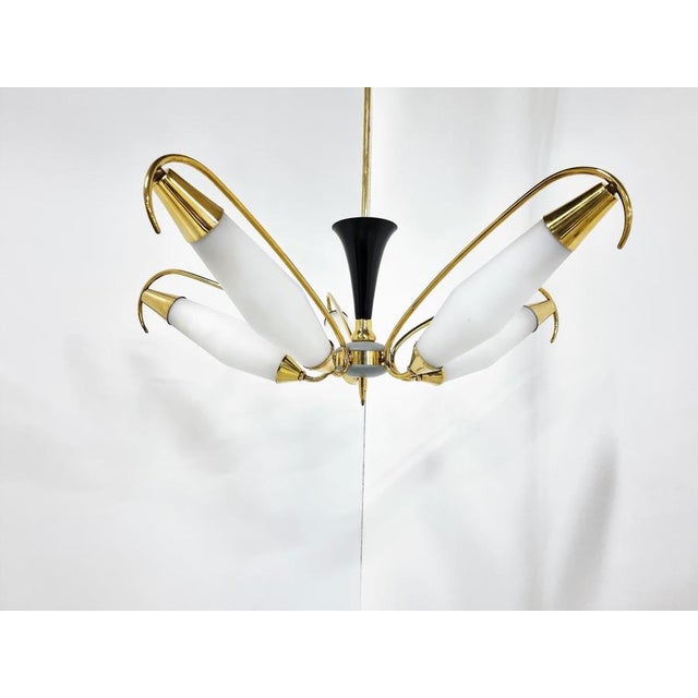 White Mid-Century Italian Chandelier, 1960s For Sale - Image 8 of 12