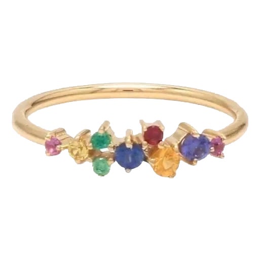 Natural 0.32 cts rainbow sapphire ring gold For Sale