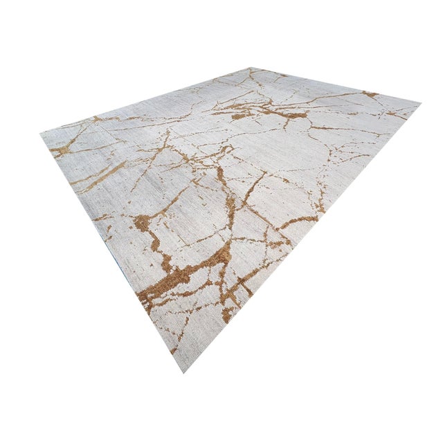 Textile Rh Lakshmi Wool Rug – 10' × 14' Cream / Bronze | Hand-Knotted Himalayan Wool & Jute | Made in Nepal For Sale - Image 7 of 18