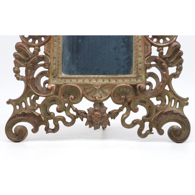 Rococo Early 20th Century Rococo Revival Putti & Shells Cast Iron Tabletop Mirror For Sale - Image 3 of 5