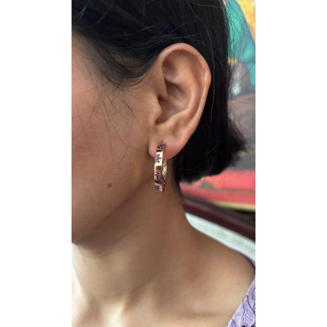 Natural ruby 0.31cts earring in 18k gold For Sale - Image 13 of 18